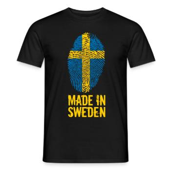 Made In Sweden / Schweden / Sverige - Männer T-Shirt - Schwarz - Vorne - AI Model Male 178 light (178cm)