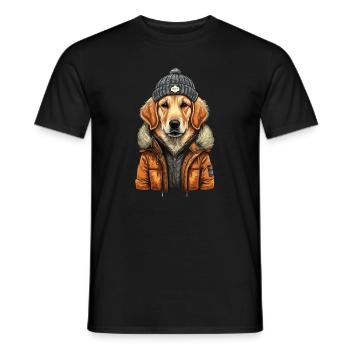 Tenue d’hiver Golden Retriever - T-shirt homme - noir - Devant - AI Model Male 178 light (178cm)