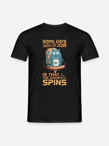 Funny Quote with Cat, Humor Routine Work - Men's T-Shirt - black