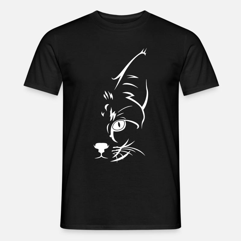 Katze Katzen Geschenk Katzenfreunde Katzengesicht - Männer T-Shirt - Schwarz