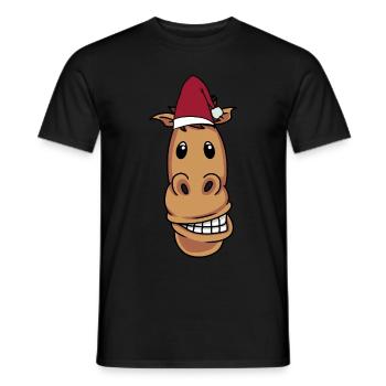 Santa Claus Horse Pony Rider Merry Christmas - Men's T-Shirt - black - Front - AI Model Male 178 light (178cm)