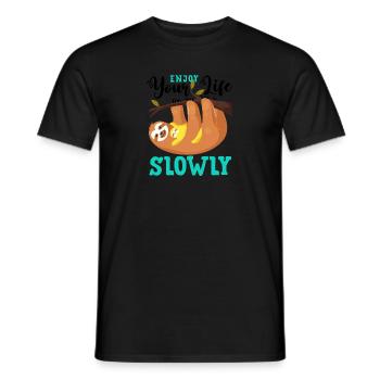 Faultier, Genieß das Leben, Mach langsam - Männer T-Shirt - Schwarz - Vorne - AI Model Male 178 light (178cm)