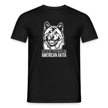 American Akita life is better dog saying Wilsigns - Men's T-Shirt - black - Front - AI Model Male 178 light (178cm)