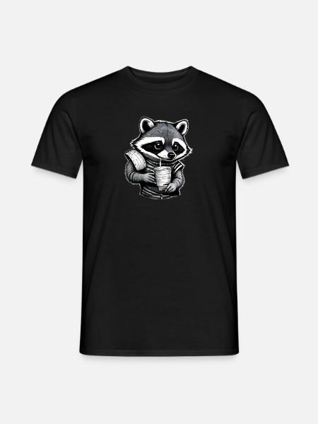 Limo trinkender Waschbär - Männer T-Shirt - Schwarz