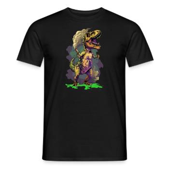 Cannabis Kiffer Kiffender T-Rex Dino Trex T-Rex - Männer T-Shirt - Schwarz - Vorne - AI Model Male 178 light (178cm)