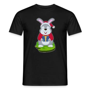 Chapeau de père Noël lapin - T-shirt homme - noir - Devant - AI Model Male 178 light (178cm)
