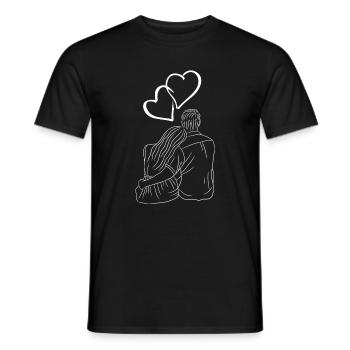 Couple Love Heart Silhouette - Men's T-Shirt - black - Front - AI Model Male 178 light (178cm)