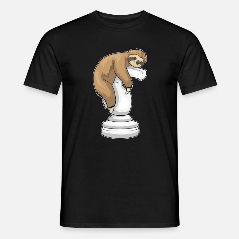 Faultier Schachfigur Springer Schach - Männer T-Shirt - Schwarz