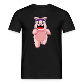 Pig Jogger Jogging Sport - Men's T-Shirt - black - Front - AI Model Male 178 light (178cm)