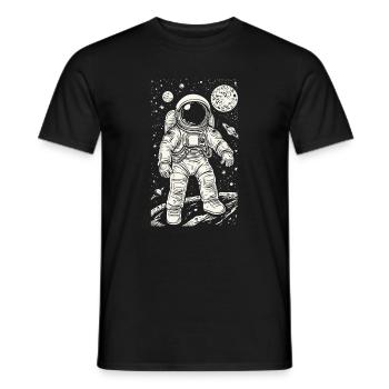 Astronaut auf dem Mars mit Sternen und Planeten - Männer T-Shirt - Schwarz - Vorne - AI Model Male 178 light (178cm)