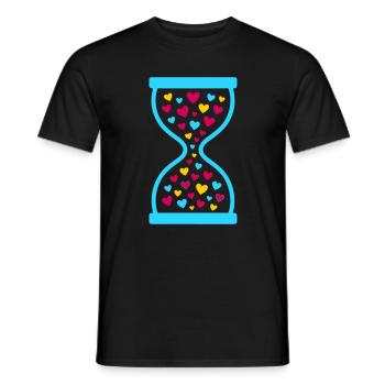 Colorful Hearts Hourglass - Love and Time Flow - Men's T-Shirt - black - Front - AI Model Male 178 light (178cm)