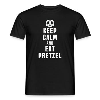 Keep Calm and Eat Pretzel - Funny Brezel - Men's T-Shirt - black - Front - AI Model Male 178 light (178cm)