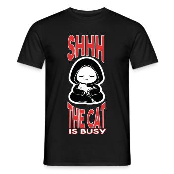 Chat Occupé Shhh The Cat Is Busy - Men's T-Shirt - black - Front - AI Model Male 178 light (178cm)