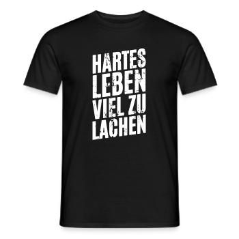 Spruch Hartes Leben Viel Zu Lachen - Männer T-Shirt - Schwarz - Vorne - AI Model Male 178 light (178cm)