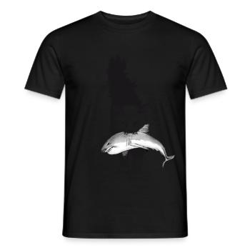 Shark Cat - Men's T-Shirt - black - Front - AI Model Male 178 light (178cm)