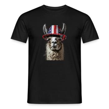 Coole Amerika Llama Sonnenbrille Patriotisch - Männer T-Shirt - Schwarz - Vorne - AI Model Male 178 light (178cm)
