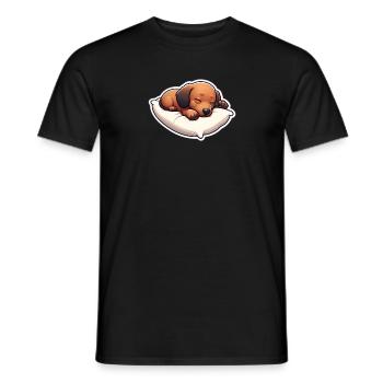 Sleepy wiener dog - Männer T-Shirt - Schwarz - Vorne - AI Model Male 178 light (178cm)