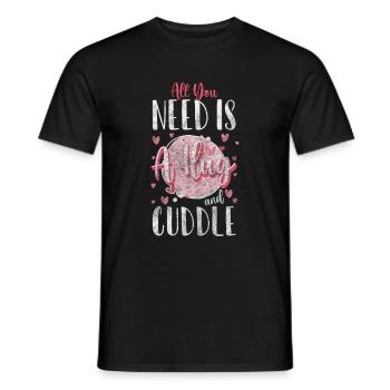 Relation, câlin, câlin, tendresse - T-shirt homme - noir - Devant - AI Model Male 178 light (178cm)