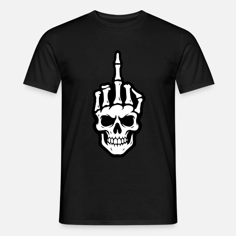Skelett Mittelfinger - Männer T-Shirt - Schwarz