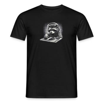 Waschbär DJ mit Köpfhörer am Plattenspieler, spass - Männer T-Shirt - Schwarz - Vorne - AI Model Male 178 light (178cm)
