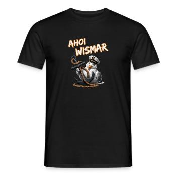 Ahoi Wismar mit lustige Möwe und Anker - Männer T-Shirt - Schwarz - Vorne - AI Model Male 178 light (178cm)
