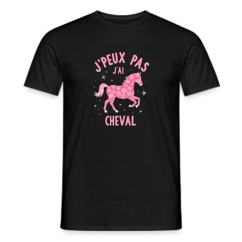 Équitation Humoristique - Cheval Rose - T-shirt homme - noir - Devant - AI Model Male 178 light (178cm)