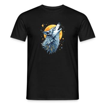 Heart Line Wolf - Moon Art - Men's T-Shirt - black - Front - AI Model Male 178 light (178cm)