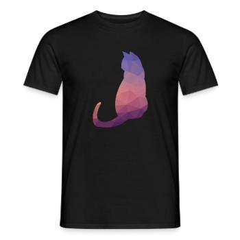 Silhouette abstraite pourpre de mosaïque de chat - T-shirt homme - noir - Devant - AI Model Male 178 light (178cm)
