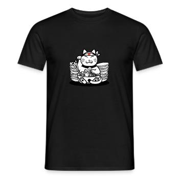 Good Luck Ramen - maneki neko - Men's T-Shirt - black - Front - AI Model Male 178 light (178cm)