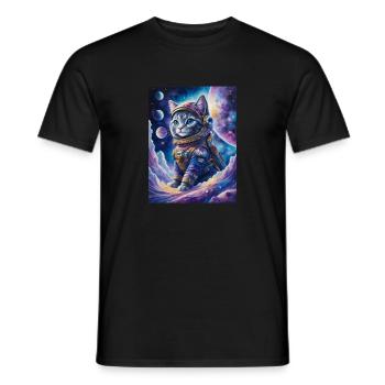 chat astronaute - T-shirt homme - noir - Devant - AI Model Male 178 light (178cm)