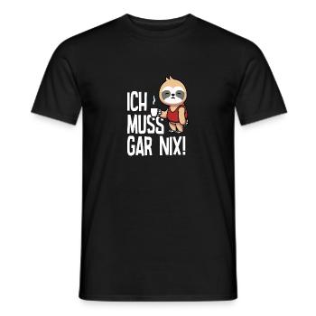 Ich muss gar nix sagt das niedliche Faultier - Männer T-Shirt - Schwarz - Vorne - AI Model Male 178 light (178cm)