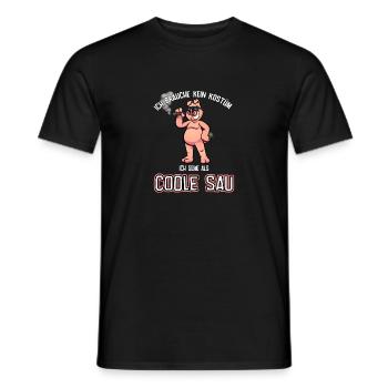 Karneval Kostüm coole geile Sau mit Zigarre - Männer T-Shirt - Schwarz - Vorne - AI Model Male 178 light (178cm)
