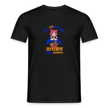 Just a girl who loves anime ramen - Men's T-Shirt - black - Front - AI Model Male 178 light (178cm)