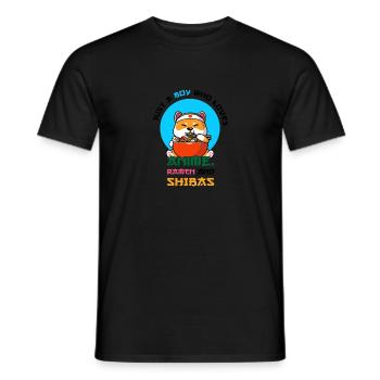 Juste un garçon qui aime l’anime, les ramen et les shibas - T-shirt homme - noir - Devant - AI Model Male 178 light (178cm)
