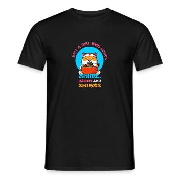 Seulement une fille qui aime l’anime, les ramen et les shibas - T-shirt homme - noir - Devant - AI Model Male 178 light (178cm)