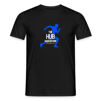 Marathon April 17, 2023 at the Hub of the Universe - Men's T-Shirt - black - Front - AI Model Male 178 light (178cm)