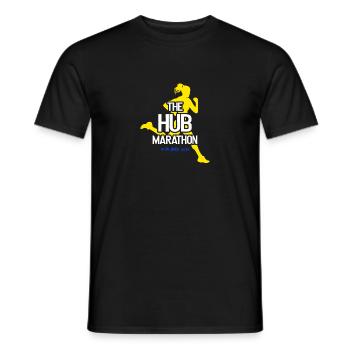 Marathon April 17, 2023 at the Hub of the Universe - Men's T-Shirt - black - Front - AI Model Male 178 light (178cm)