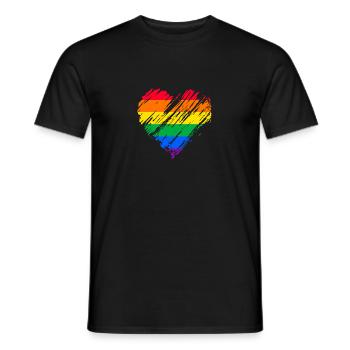 Fierté Cœur LGBTQ - T-shirt homme - noir - Devant - AI Model Male 178 light (178cm)