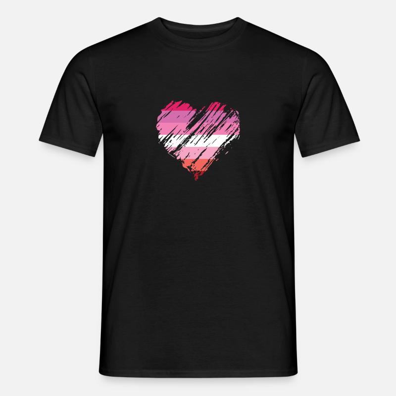 Pride LGBTQ Herz Lesbisch - Männer T-Shirt - Schwarz
