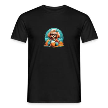 Journée mondiale du café avec un chien - T-shirt homme - noir - Devant - AI Model Male 178 light (178cm)