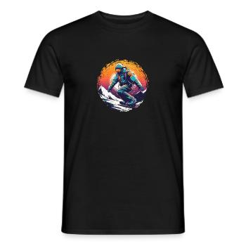 Snowboarding or skiing and then après ski - Men's T-Shirt - black - Front - AI Model Male 178 light (178cm)