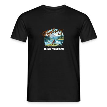 Fishing, Leisure, Contemplative, Quiet, Nature Experience - Men's T-Shirt - black - Front - AI Model Male 178 light (178cm)