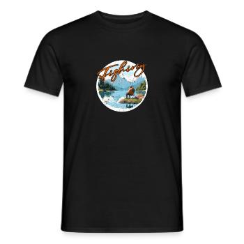 Fishing, Leisure, Contemplative, Quiet, Nature Experience - Men's T-Shirt - black - Front - AI Model Male 178 light (178cm)
