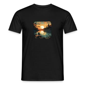 Angeln Freizeit Besinnliche Stille Naturerlebnis - Männer T-Shirt - Schwarz - Vorne - AI Model Male 178 light (178cm)