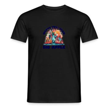 Happy New Year with fireworks in New York - Men's T-Shirt - black - Front - AI Model Male 178 light (178cm)