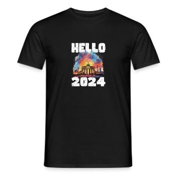 Bonne année avec feux d’artifice à Berlin - T-shirt homme - noir - Devant - AI Model Male 178 light (178cm)