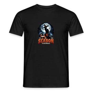 Chat effrayé, pas de friandises, juste des tours d’Halloween - T-shirt homme - noir - Devant - AI Model Male 178 light (178cm)