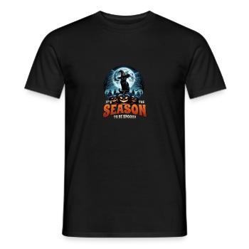 Chat effrayé, pas de friandises, juste des tours d’Halloween - T-shirt homme - noir - Devant - AI Model Male 178 light (178cm)