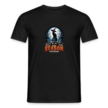 Chat effrayé, pas de friandises, juste des tours d’Halloween - T-shirt homme - noir - Devant - AI Model Male 178 light (178cm)