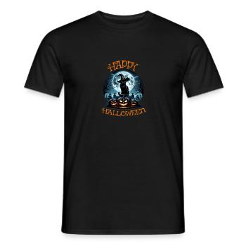 Chat effrayé, pas de friandises, juste des tours d’Halloween - T-shirt homme - noir - Devant - AI Model Male 178 light (178cm)